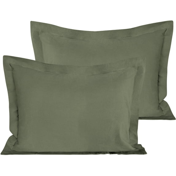 Flxxie Washed Cotton Pillow Sham Set of 2 Soft Handfeeling and Vintage Teature, Queen, Smoke Gray