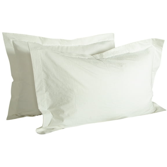 Flxxie Washed Cotton Pillow Sham Set of 2 Soft Handfeeling and Vintage Teature, Standard, White