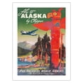 thumbnail image 1 of Fly to Alaska - by Clipper - Native Totem Pole - Vintage Airline Travel Poster by Mark Von Arenburg c.1947 - Fine Art Matte Paper Print (Unframed) 18x24in, 1 of 4