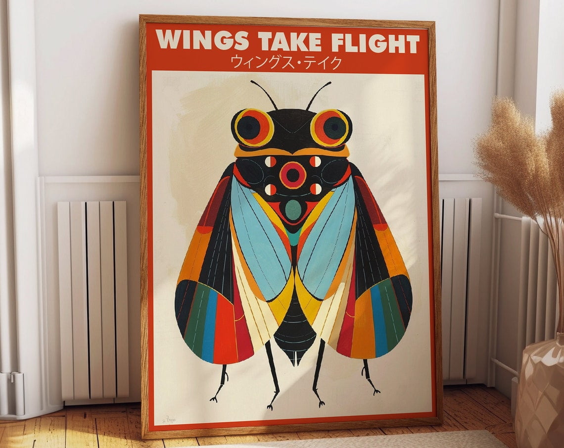 Fly Decor Fly Art Poster - Colorful Insect Illustration Wall Decor - Wings Take ...