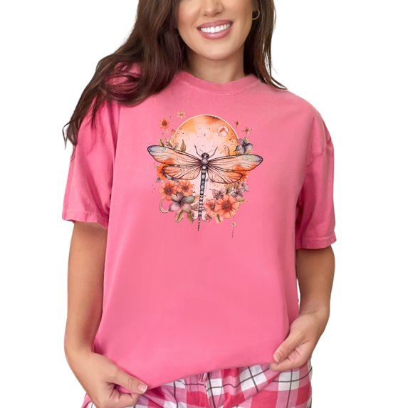 Fly Art T-Shirt, Floral Design Tee, Nature Inspired Shirt, Unique Graphic Tee, Artistic Animal T-Shirt, Summer Casual Top, Crunchberry Comfort Colors T-Shirt, Small