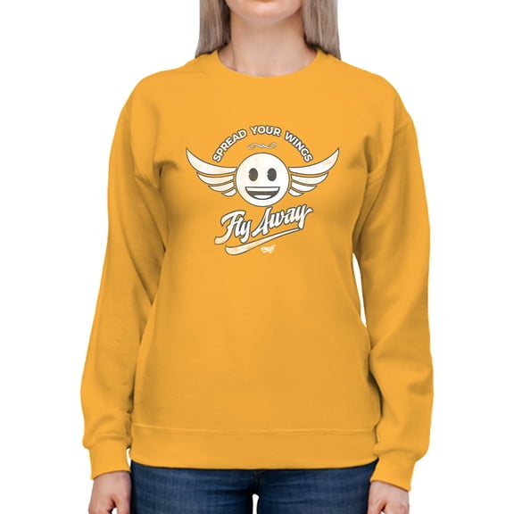 Fly Away - Retro Winged Emoji Graphic Women's Sweatshirt