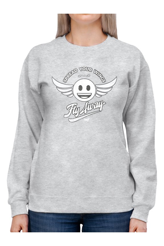 Fly Away - Retro Winged Emoji Graphic Women's Sweatshirt