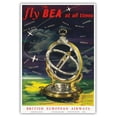 thumbnail image 1 of Fly BEA at All Times - Universal Ring Dial - British European Airways - Vintage Airline Travel Poster c.1965 - Master Art Print (Unframed) 13in x 19in, 1 of 4