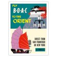 thumbnail image 1 of Fly BOAC to the Orient - Direct from San Francisco or New York via Honolulu - BOAC - Vintage Airline Travel Poster c.1960 - Bamboo Fine Art 290gsm Paper (Unframed) 12x16in, 1 of 4