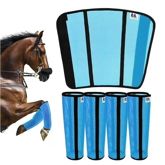 Fly Boots for Horses Set of 4 - Edge-Curved Design for Optimal Fit, Non-Sag Dual Stay System, Breathable Mesh for Comfort, Reduces Stomping & Fatigue