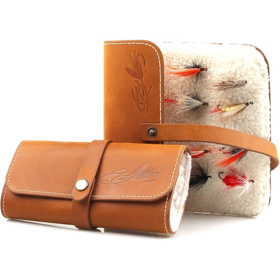 Fly Boxes for Fly Fishing Leather Wallet Tackle Box Flies Streamer Dry Fly Box Display Case Gifts for Men, Women (Fly Wallet)