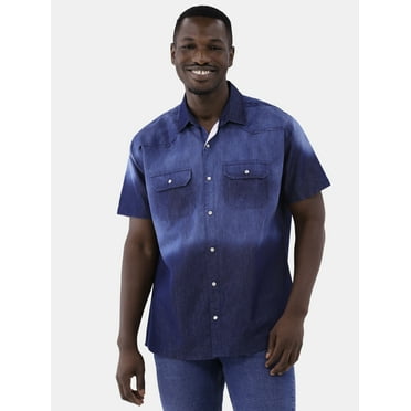 Fly By Night Men's and Big Men's Ruben Western Style Chambray Button Up Shirt, Sizes S-3XL