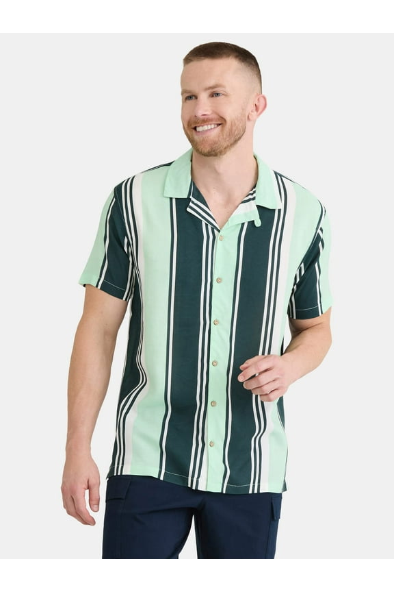 Men’s & Big Men’s Super Striped Button Up Shirt, Sizes S-3XL