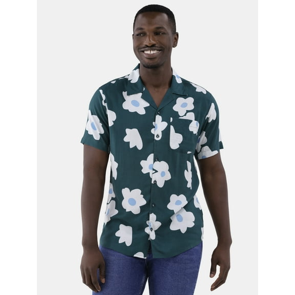 Fly By Night Men's and Big Men's Cove Printed Button Up Shirt, Sizes S-3XL