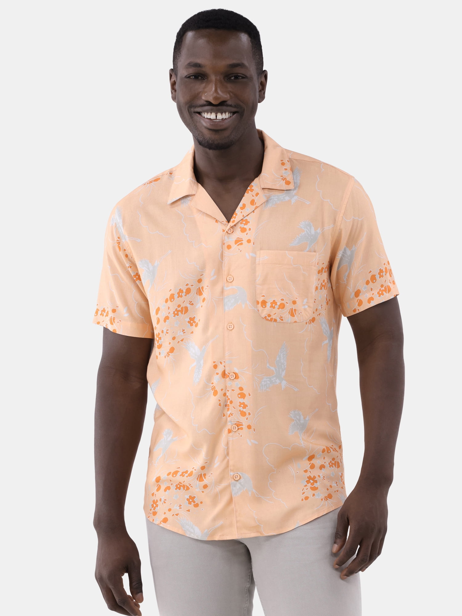 Fly By Night Men's and Big Men's Cove Printed Button Up Shirt, Sizes S-3XL