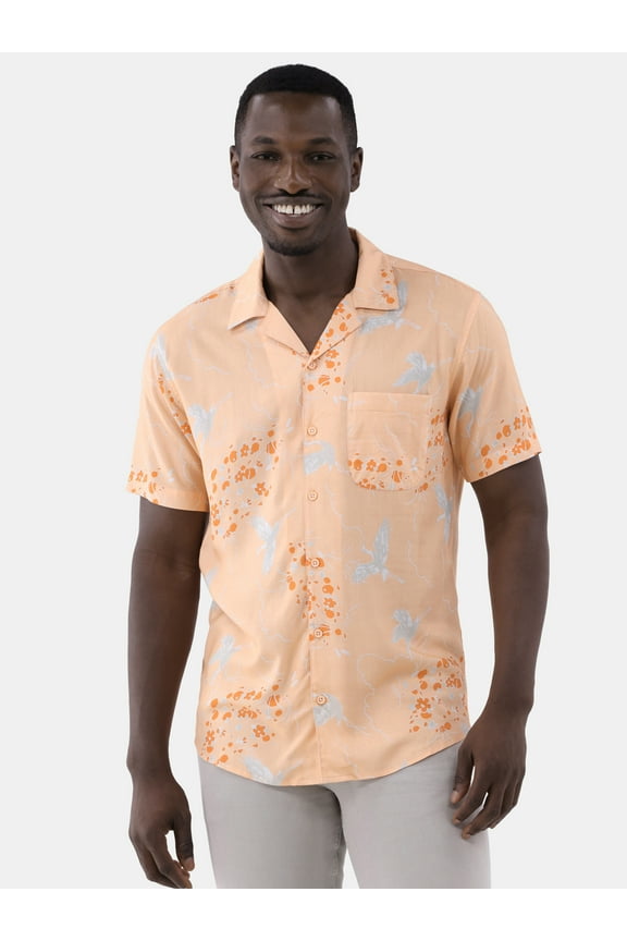 Men's and Big Men's Cove Printed Button Up Shirt, Sizes S-3XL