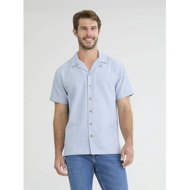 Fly By Night Men's and Big Men's Riviera Dobby Button Up Shirt with Short Sleeves, Sizes S-3XL