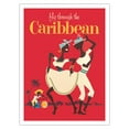 thumbnail image 1 of Fly through the Caribbean - Calypso Dancers and Conga Drummer - Vintage Airline Travel Poster c.1958 - Bamboo Fine Art 290gsm Paper (Unframed) 12x16in, 1 of 4