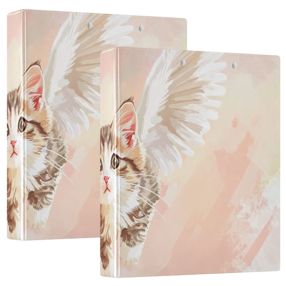Fly Cat Wings 3 Ring Binders 1.5 inch Hardcover File Folders with Interior Pockets A4 Size Organizer for School Office Hospital