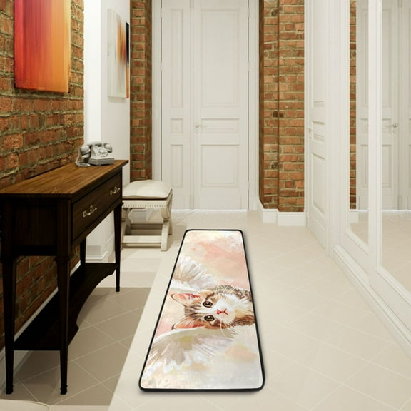Fly Cat Wings Runner Rug Non Slip 7224 in Ares Rugs for Bedroom Bathroom Living Room