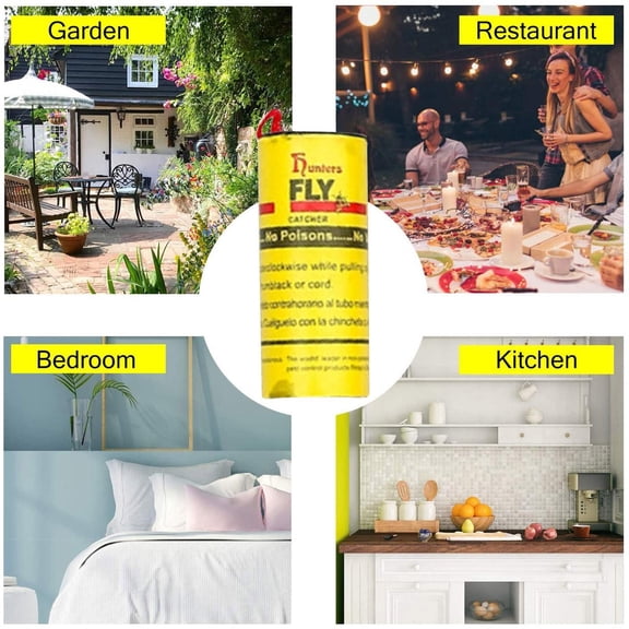 Fly Catcher indoor, Fly Killer indoor, Sticky Traps for Bugs, 3 in Cylinder, insect Traps indoor, Fly Paper indoor for Home, Sticky Hooks for Hanging, 5 Pc, Bright Yellow Adhesive