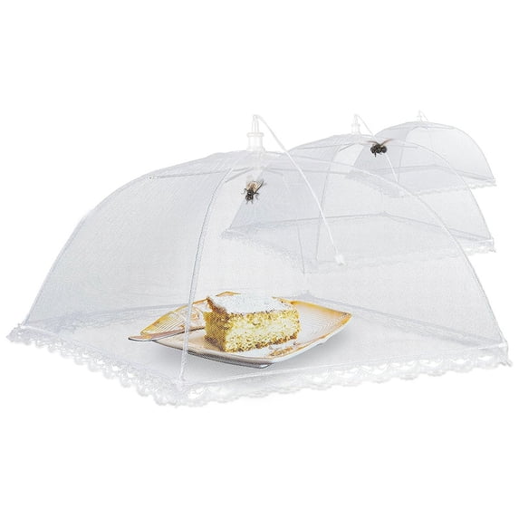 Fly Cover, Insect Protection, Cover Against Flies and Fruit Flies for Cakes, Fruit Bowl, Garden 3Pac White polyester