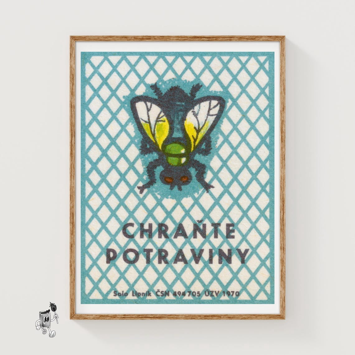 Fly Decor Fly Czech Vintage Matchbox Wall Art Print, Modernist Insect Decor ...