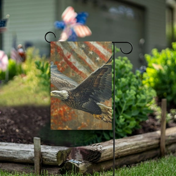 Fly Eagle American Flags Garden Flag Double Sided Outdoor Banners for Courtyard Outdoor Lawn Farmhouse Holiday Decorations
