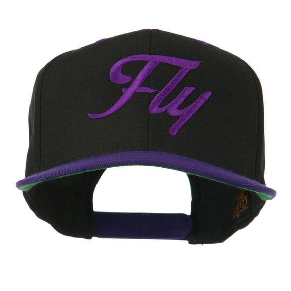 Fly Embroidered Flat Bill Cap - Black Purple OSFM