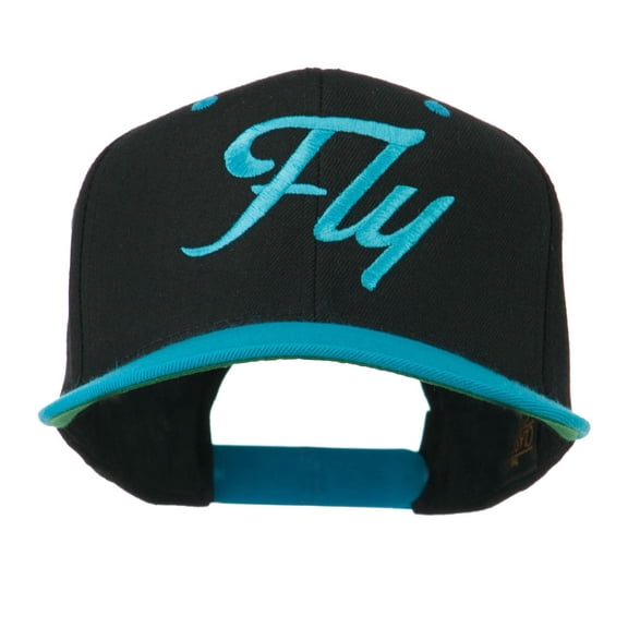 Fly Embroidered Flat Bill Cap - Black Teal OSFM