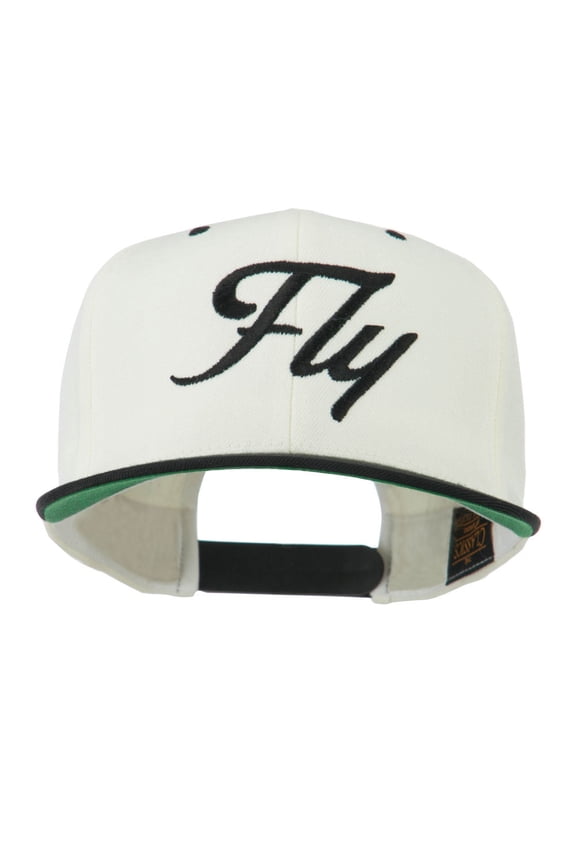 Fly Embroidered Flat Bill Cap - Natural Black OSFM