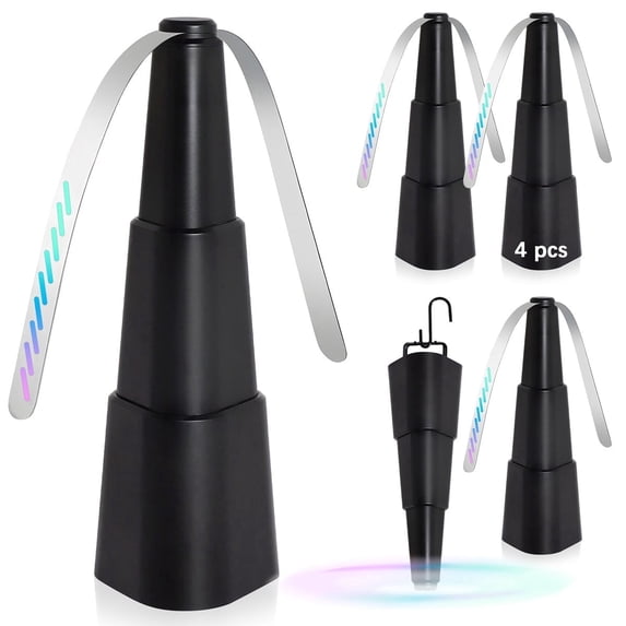 Fly Fans for Tables, 4 Packs Indoor Outdoor Fan Portable with Holographic Blades and Hooks, Batteries Powered Table Fan for Picnic, Party, Restaurant, Kitchen and BBQ