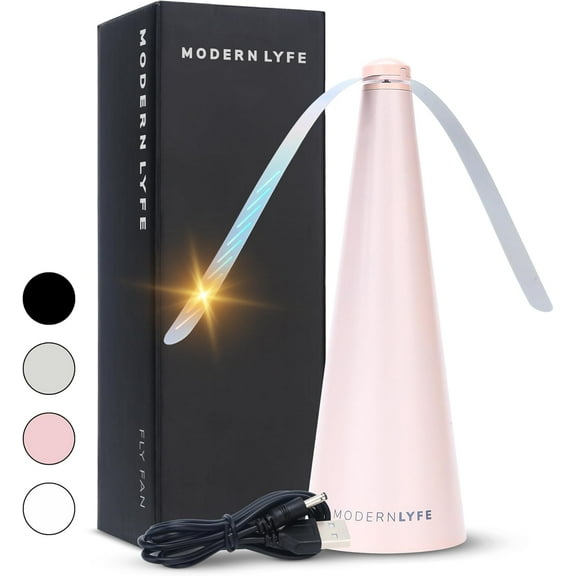 Fly Fans for Tables by - AA Battery & USB Powered - Fly Swatter Outdoor Camping Accessory Or for Food at Parties, Restaurants & nics, Bug Fan, Spinner Keeps Flies Away (1 Pack - Pink)