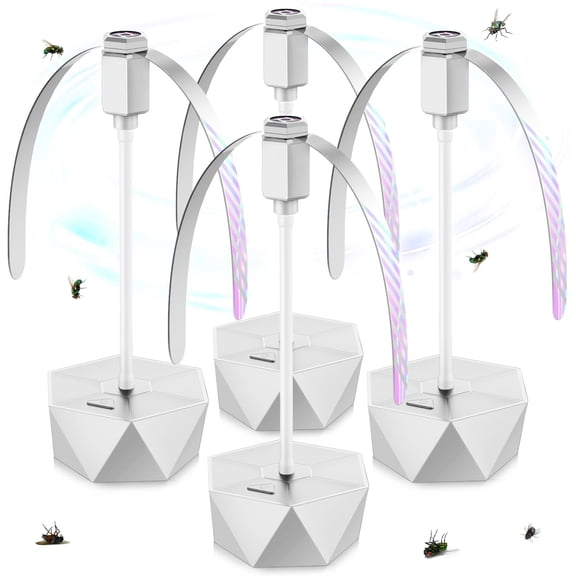 Fly Fans for Tables, Fly Repellent Fan Outdoor Indoor Keep Flies Away, Fly Repellent Fans for Tables with Holographic Blades for Picnic, Party, Restaurant, Kitchen, and BBQ, 4 Pack Black