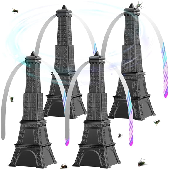 Fly Fans for Tables, Retractable Repellent Fan Keep Flies Away, Battery Powered Bug with Holographic Blades Picnic, BBQ, Restaurant, Party and Kitchen, Indoor Outdoor 4 Pack