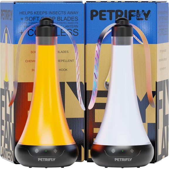 Fly Fans for Tables 2pk with Anti Bug Light - Food Fans to Keep Flies Away from Food - Spinner Fly Fan for Outdoor Table - Repellent