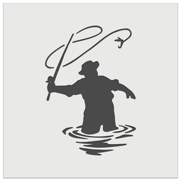 Fly Fisherman Throwing Line Angler DIY Cookie Wall Craft Stencil - 11.5 Inch