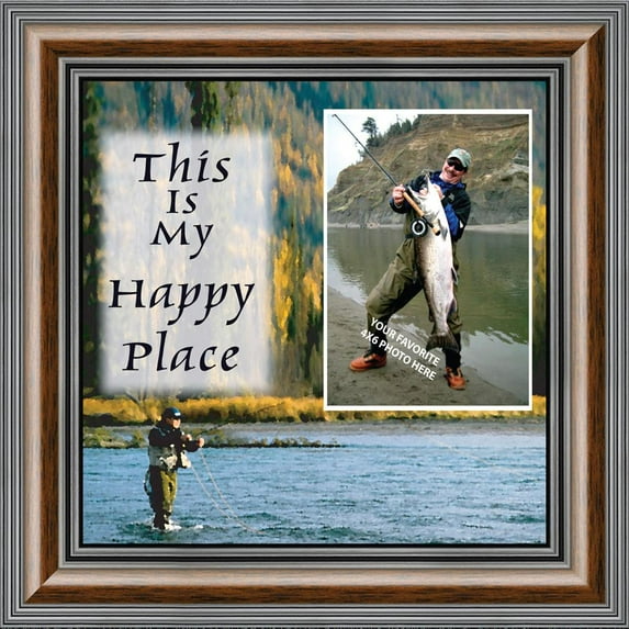 Fly Fishermen Happy Place, Fishing Gifts, Beach, Boating or Fishing Decor, 10X10 9729
