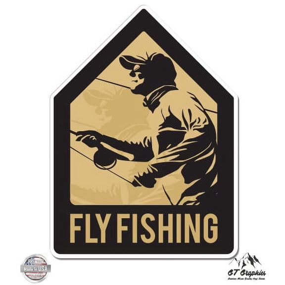 Fly Fishing - 3" Vinyl Sticker - For Car Laptop I-Pad Phone Helmet Hard Hat - Waterproof Decal