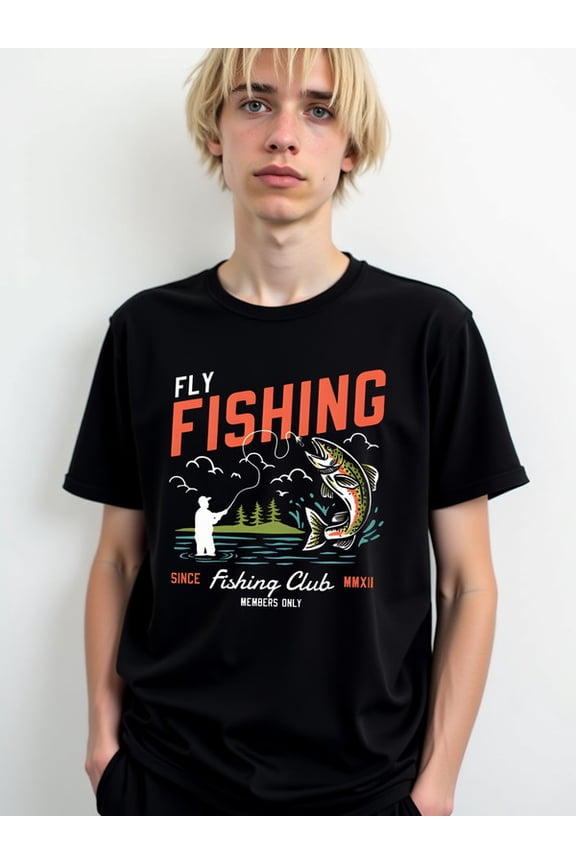 Fly Fishing Club Tee men's comfort colors tshirt black funny top Spring and summer clothing Wearable year-round Casual Unisex Shirt Graphic tshirts