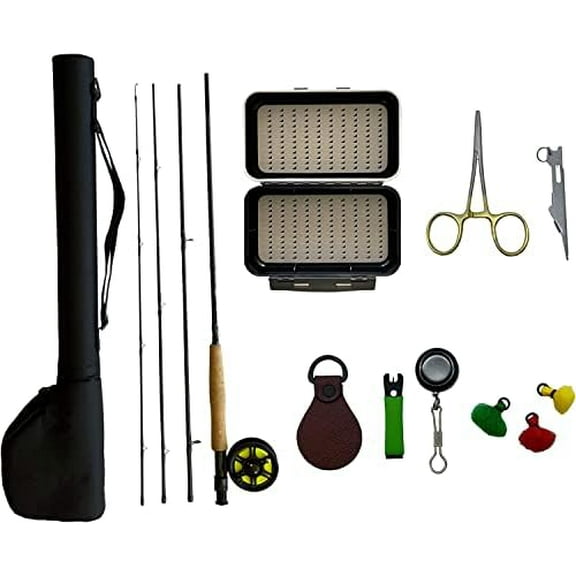 Fly Fishing Combo Starter Kit 4 Piece 9' Rod & Reel, Fly Box, Rod Case, Stainless Forceps Combo Starter Package$$Sport & Recreation Other