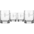 Fly Fishing Double Old Fashioned 13 ounce Set of 4 Whiskey Set of 4