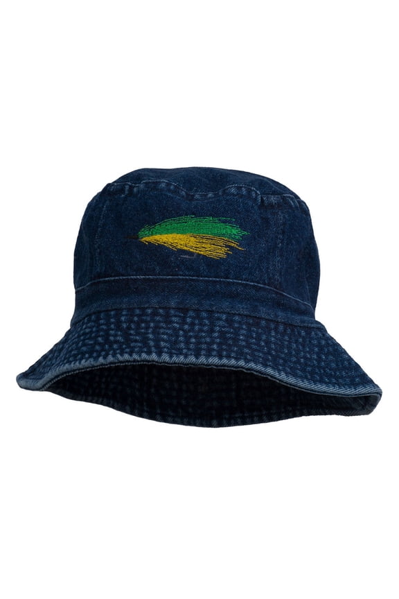 Fly Fishing Embroidered Washed Cotton Bucket Hat - Denim OSFM