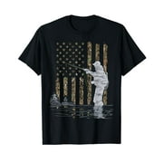 Fly Fishing Fisherman American Flag Camouflage Fly Tying T-Shirt