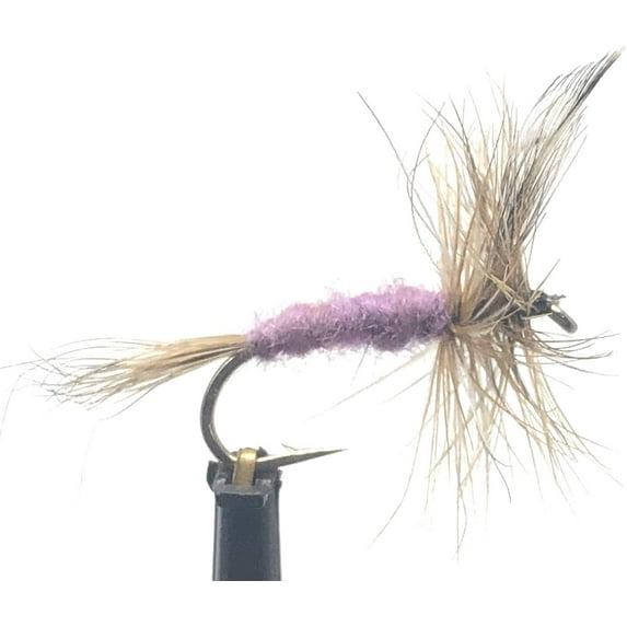Fly Fishing Flies for Trout - Adams Dry Fly Pattern Purple - Hand Tied Size 12, 14, 16, 18 - One Dozen (3 of Each Size) (Adams Parachute)