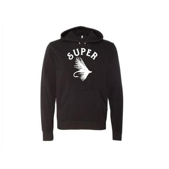 Fly Fishing Hoodie, Super Fly, Outdoors Wear, Fishing Apparel, Unisex Hoodies, Fly Fishing Apparel, Fishing Gear, Graphic Hoodie, Fishing, Black, SMALL