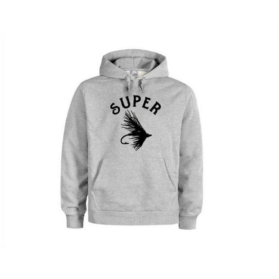 Fly Fishing Hoodie, Super Fly, Outdoors Wear, Fishing Apparel, Unisex Hoodies, Fly Fishing Apparel, Fishing Gear, Graphic Hoodie, Fishing, Grey (Black Text), XL