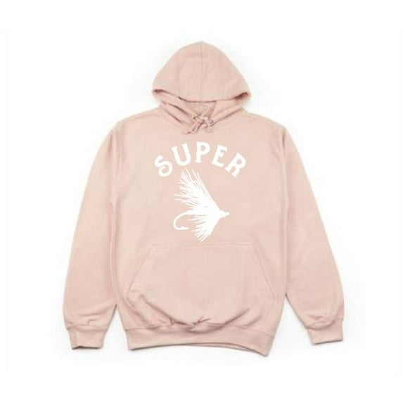 Fly Fishing Hoodie, Super Fly, Outdoors Wear, Fishing Apparel, Unisex Hoodies, Fly Fishing Apparel, Fishing Gear, Graphic Hoodie, Fishing, Peach (White Text), 2XL
