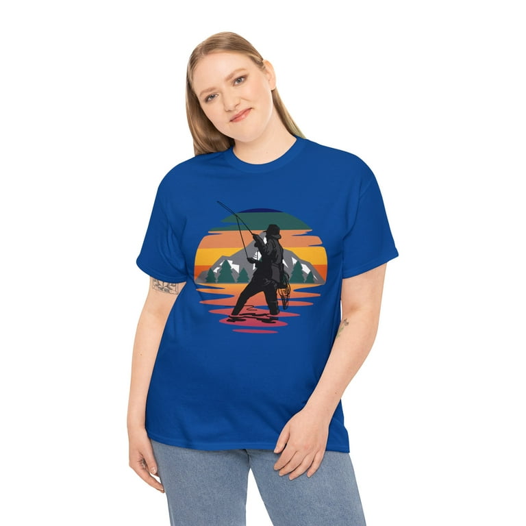 Fly Fishing In Front of a Mountain Sunset T-Shirt 