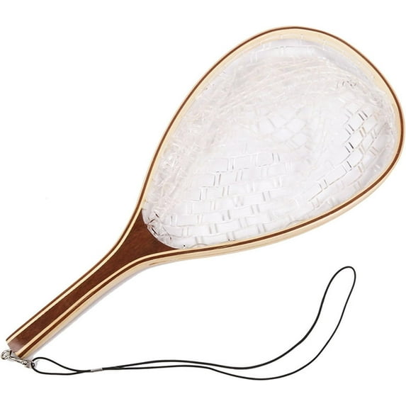 Fly Fishing Landing Net Trout Fishing Net, Soft Rubber Catch and Release Fish Net with Wooden Handle Frame, Gifts for Him