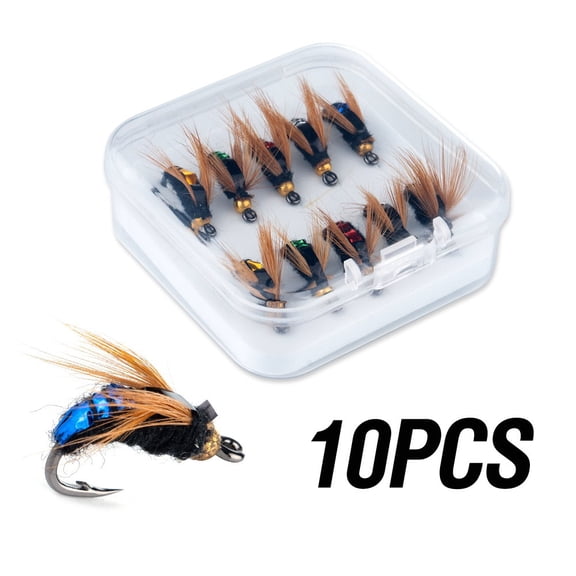 Fly Fishing Lure Set, 10pcs Imitation Fly Lures, Small Worm Hook with Wings