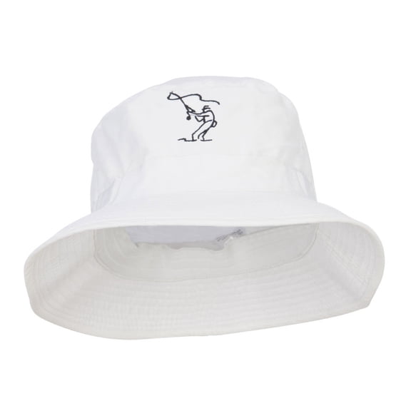 Fly Fishing Man Embroidered Big Golfer Hat - White 2XL-3XL