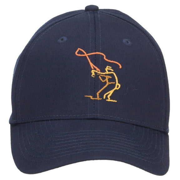Fly Fishing Man Embroidered Cotton Twill Cap - Navy OSFM