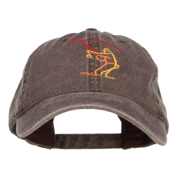 Fly Fishing Man Embroidered Washed Cap - Brown OSFM